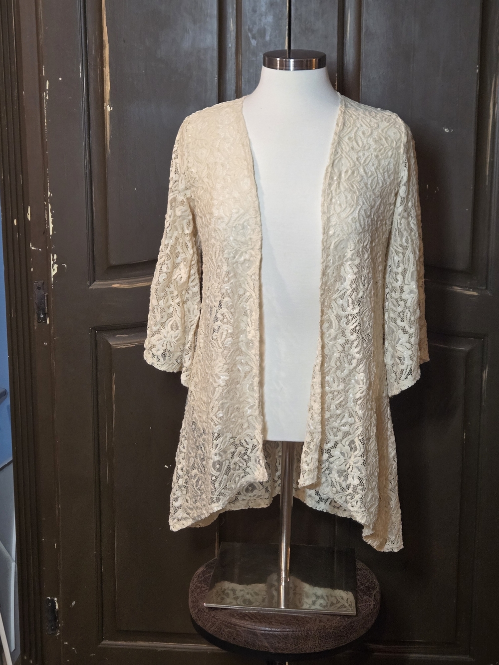 Ivory Lace Tunic Top - Women's Elegant Lace Overlay